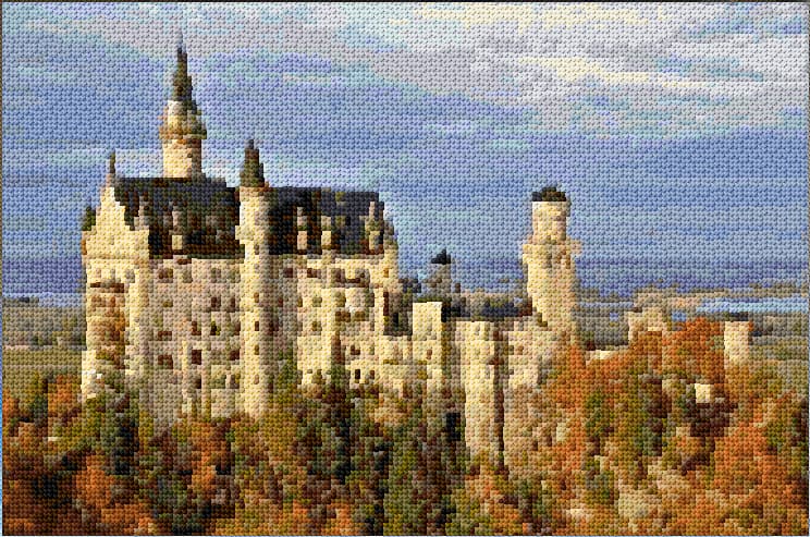 Neuschwanstein Castle free cross-stitch pattern