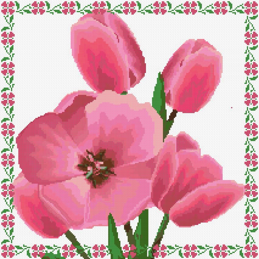 Tulips free cross-stitch pattern