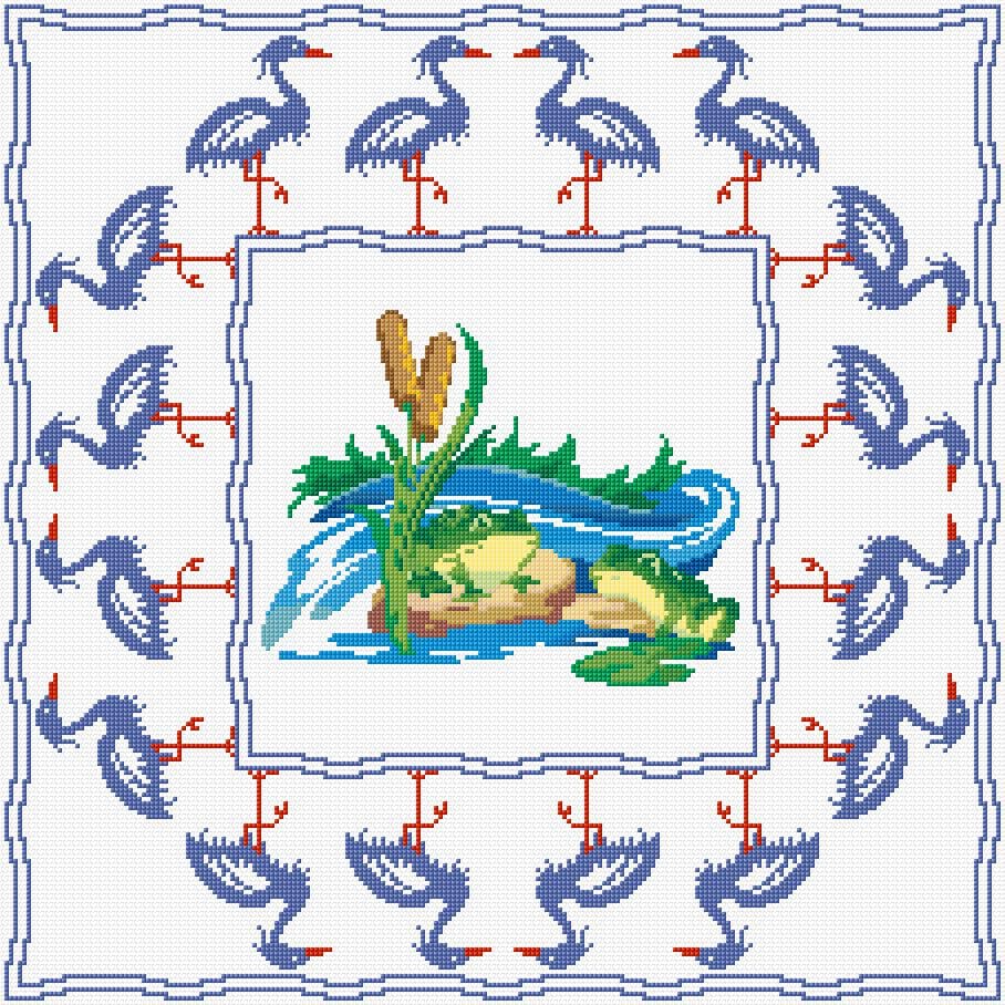Frogs free cross-stitch pattern