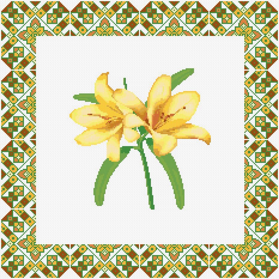 Yellow Lily free cross-stitch pattern