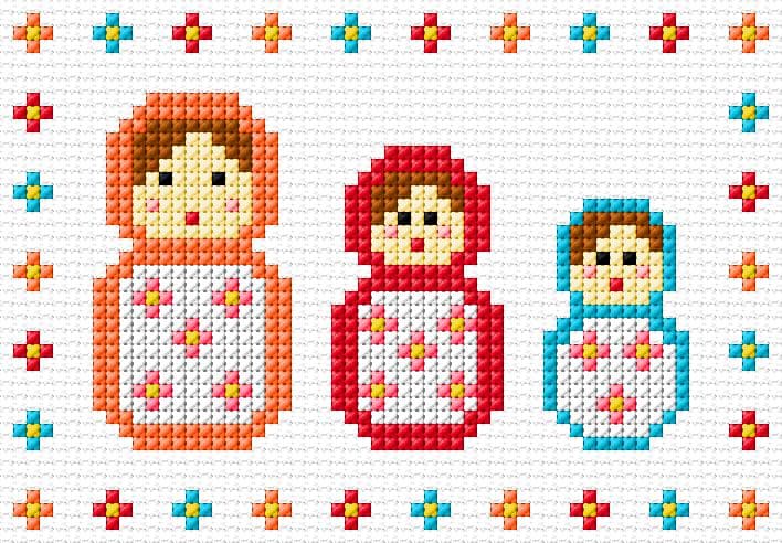 Matryoshkas free cross-stitch pattern