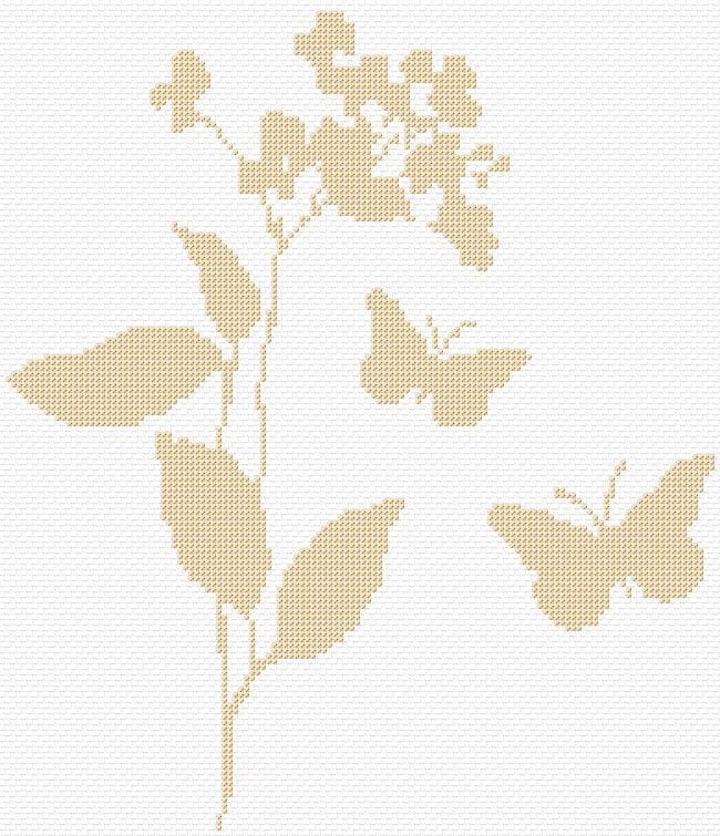 Flowers and Butterflies free cross-stitch pattern
