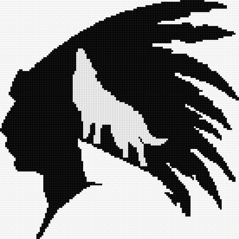 Wolf free cross-stitch pattern