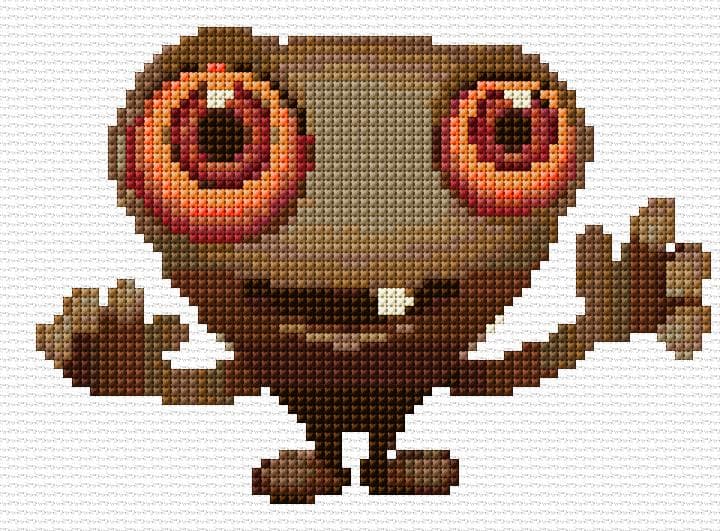 Brown Monster free cross-stitch pattern