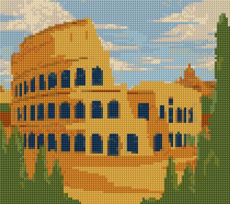 Colliseum free cross-stitch pattern