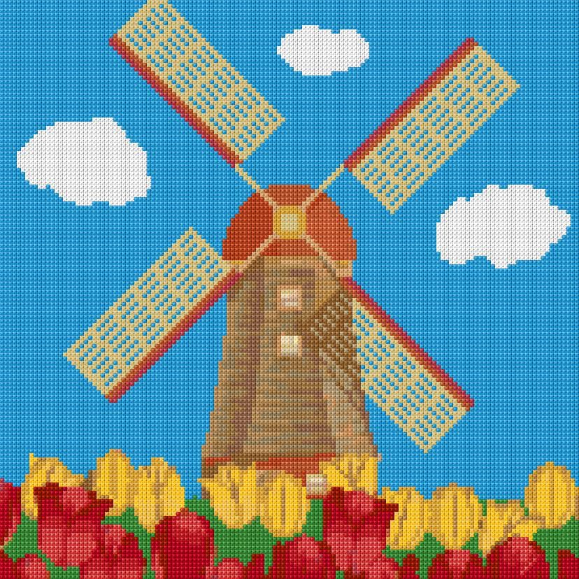 Dutch Windmill free cross-stitch pattern