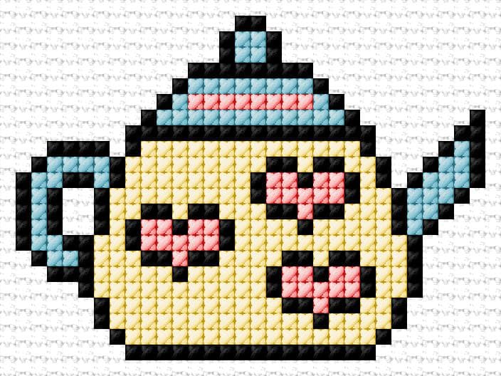 Teapot free cross-stitch pattern