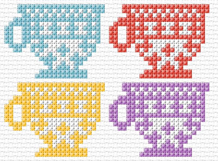 Cups free cross-stitch pattern