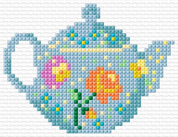 Teapot free cross-stitch pattern