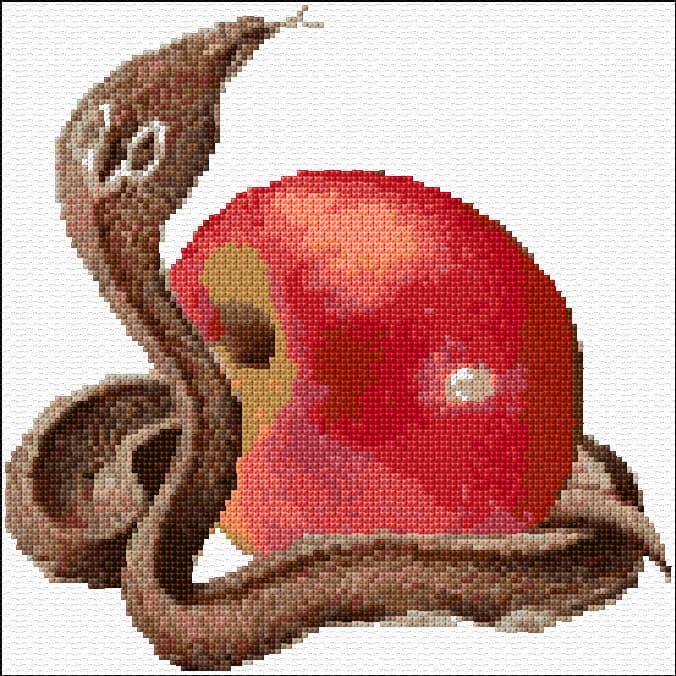 Snake and Apple free cross-stitch pattern