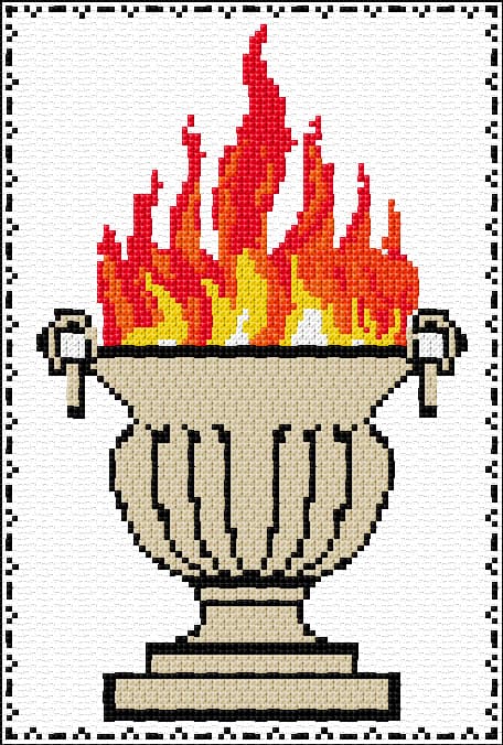 Zoroastrian Fire Symbol free cross-stitch pattern