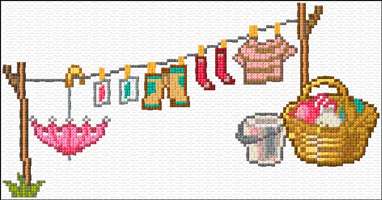 Laundry free cross-stitch pattern