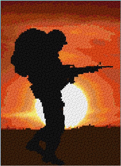 Army Sunset free cross-stitch pattern