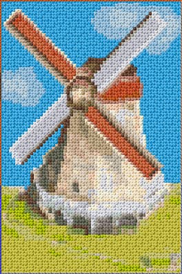 Windmill free cross-stitch pattern