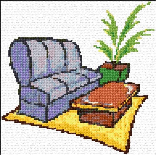 Living Room free cross-stitch pattern