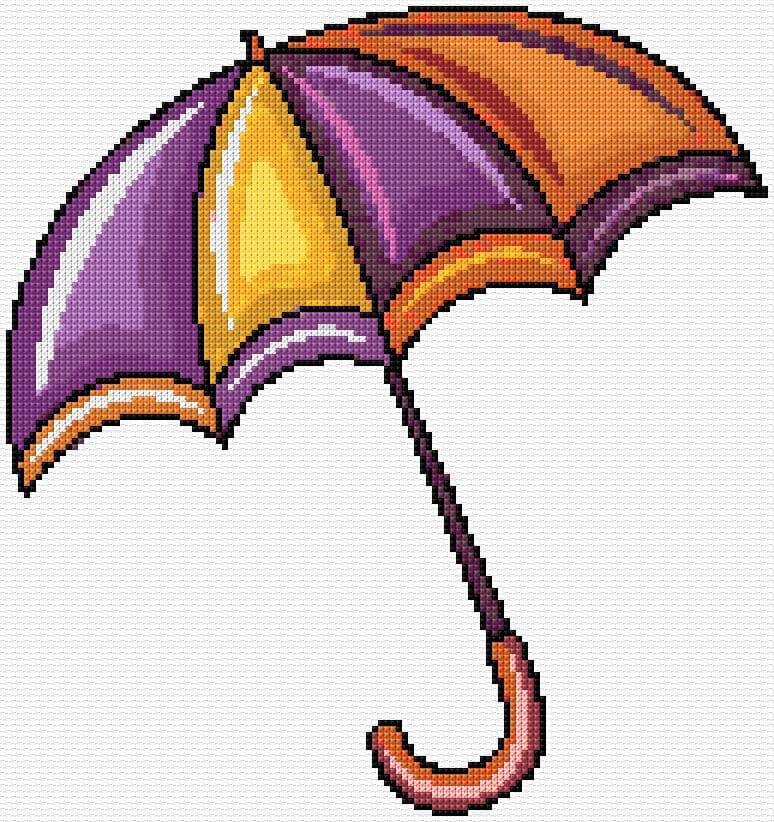 Umbrella free cross-stitch pattern