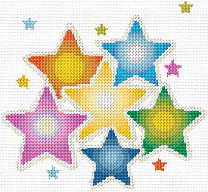 Stars free cross-stitch pattern
