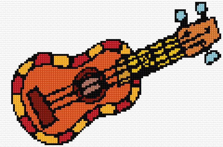 Guitar free cross-stitch pattern
