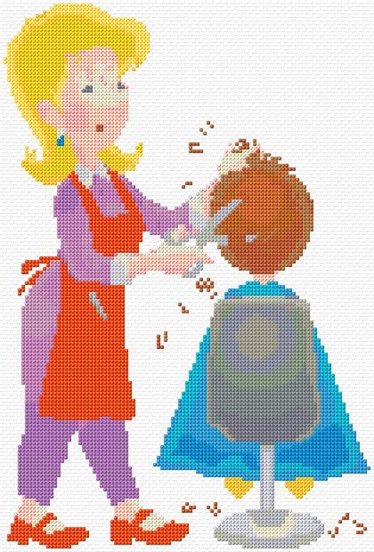 Hairstylist free cross-stitch pattern