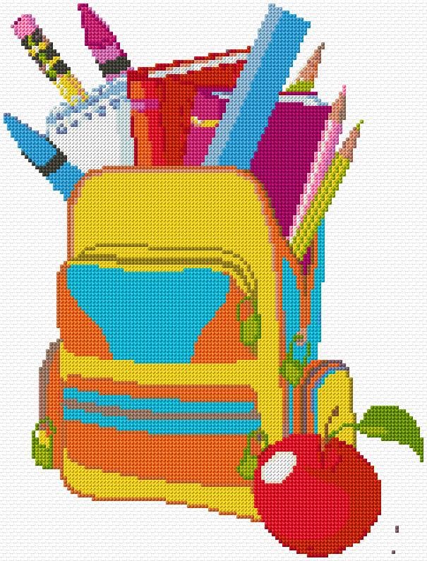 Schoolbag free cross-stitch pattern