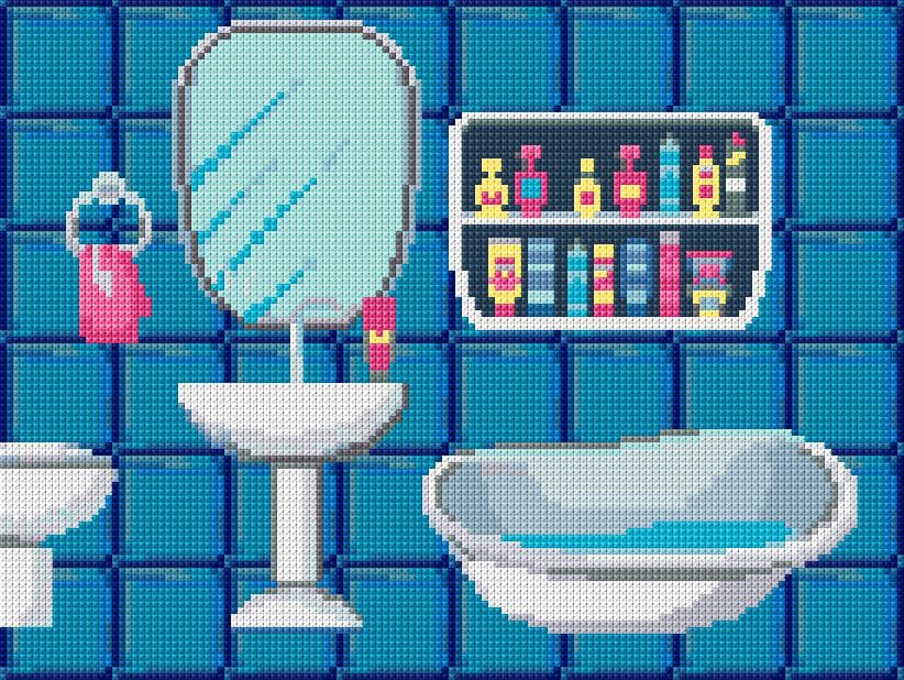 Bathroom free cross-stitch pattern