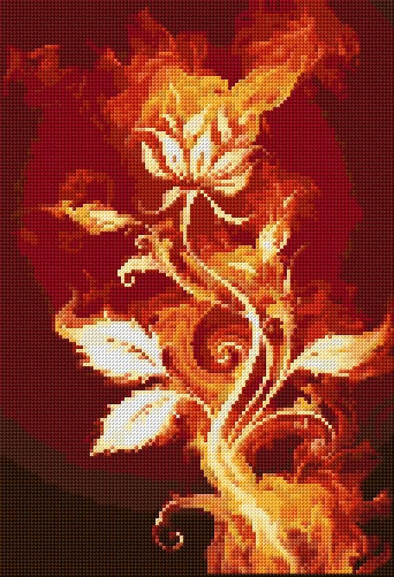 Fire Flower free cross-stitch pattern