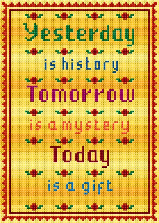 Yesterday is History free cross-stitch pattern