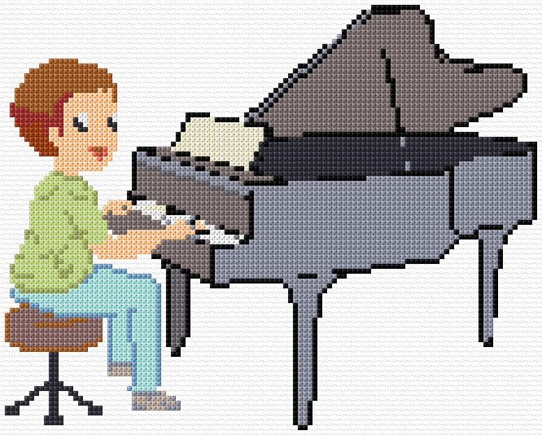 Piano Player free cross-stitch pattern