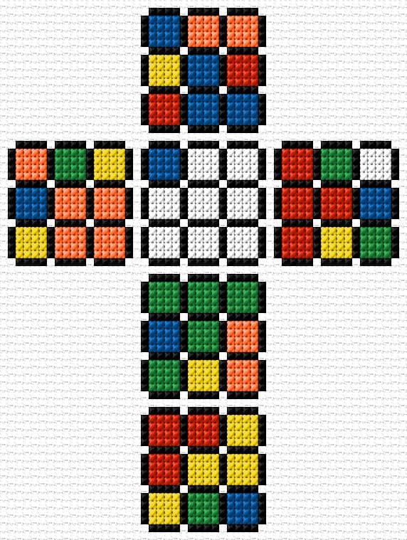 Rubik's Cube free cross-stitch pattern