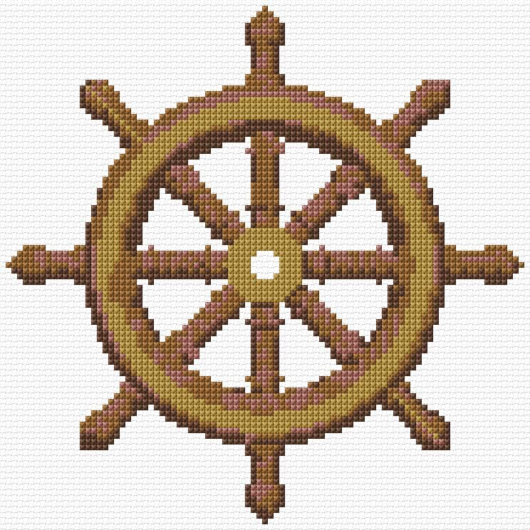 Ship's Wheel free cross-stitch pattern