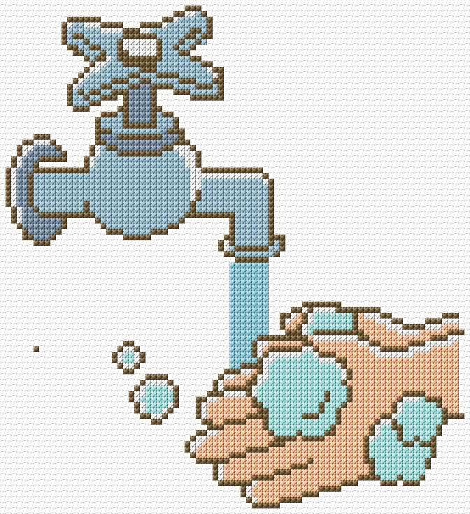 Wash your Hands free cross-stitch pattern