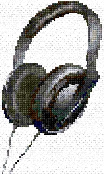 Headphones free cross-stitch pattern