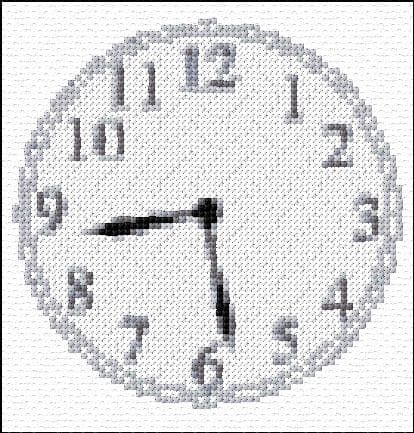 Clock free cross-stitch pattern