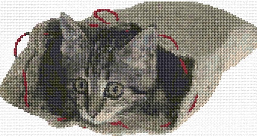 Cat in Bag free cross-stitch pattern