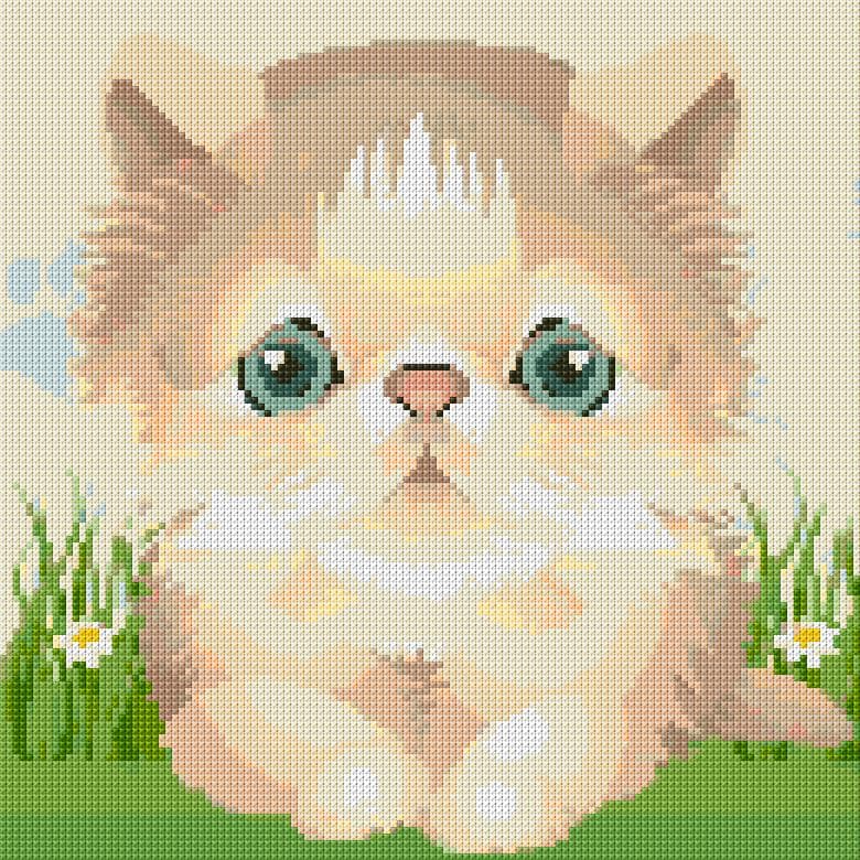 White Kitten free cross-stitch pattern
