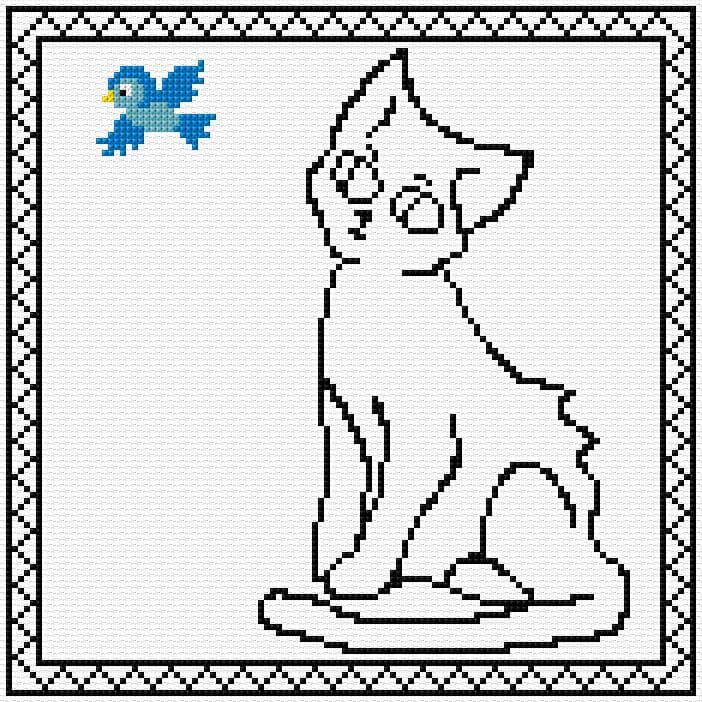 Cat free cross-stitch pattern