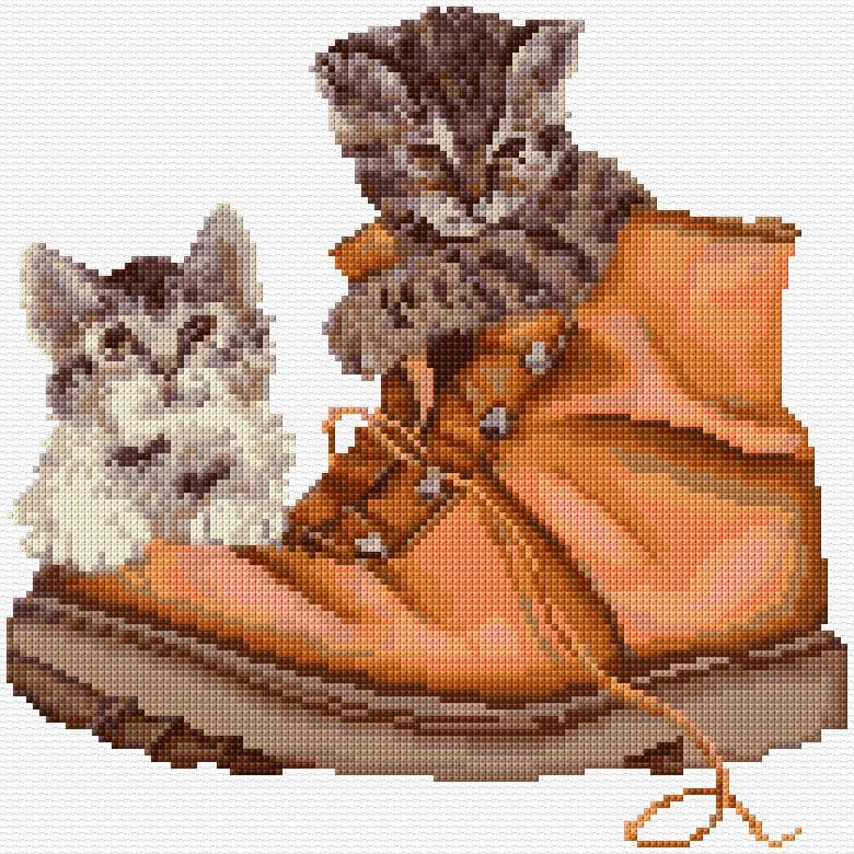 Cats in a Boot free cross-stitch pattern