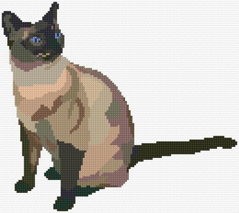 Siamese Cat free cross-stitch pattern