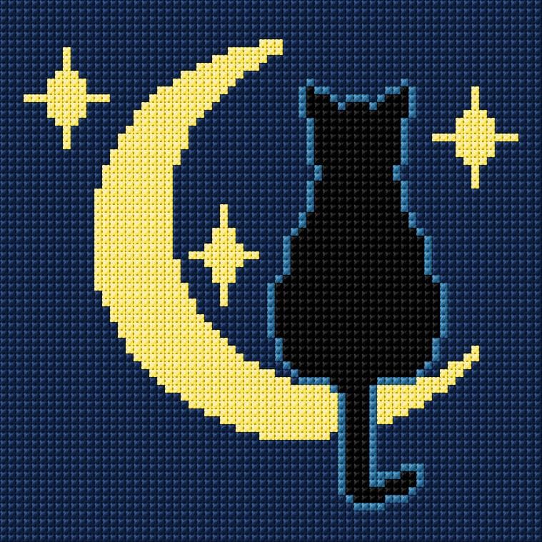 Cat in the Moon free cross-stitch pattern