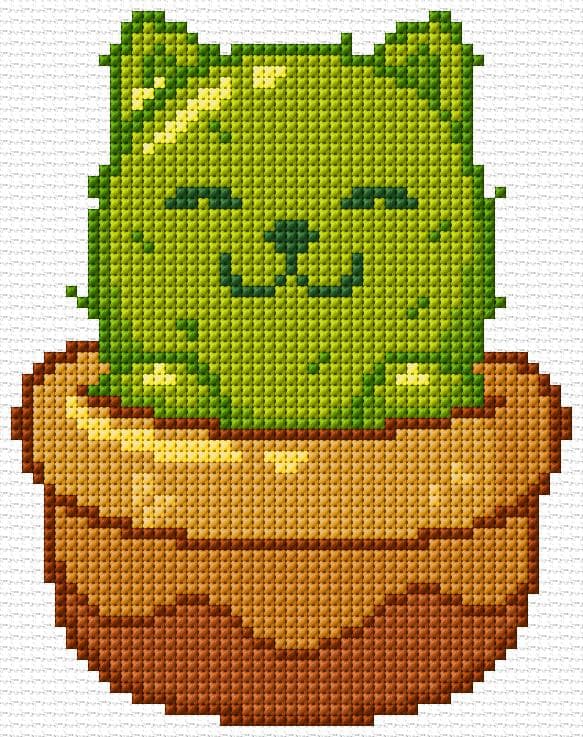Cat in Flower Pot free cross-stitch pattern