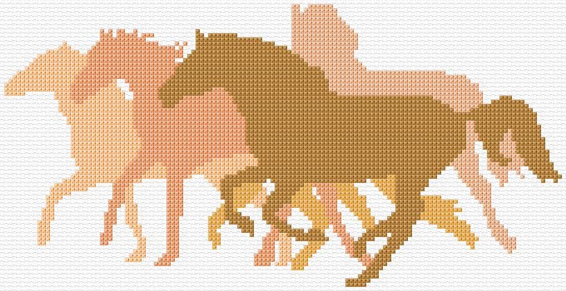 Horses free cross-stitch pattern