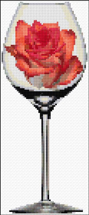 Rose in a Glass free cross-stitch pattern