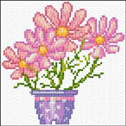 Flowerpot free cross-stitch pattern