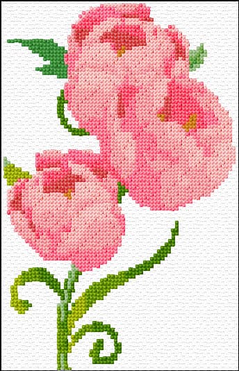 Pink Tulips free cross-stitch pattern