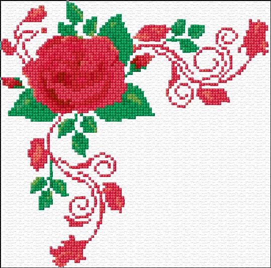 Roses Corner free cross-stitch pattern