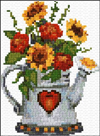 Flowers in Can free cross-stitch pattern