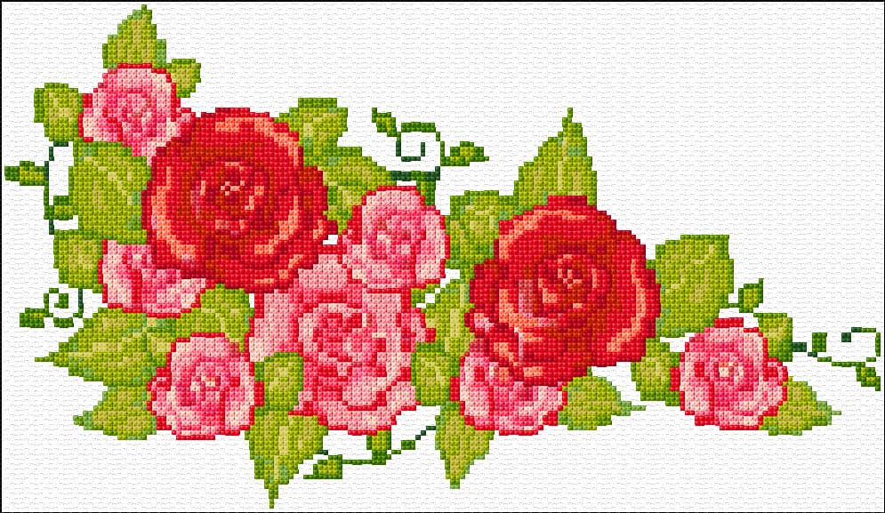 Roses free cross-stitch pattern