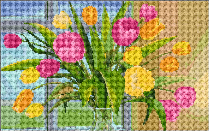 Tulips free cross-stitch pattern