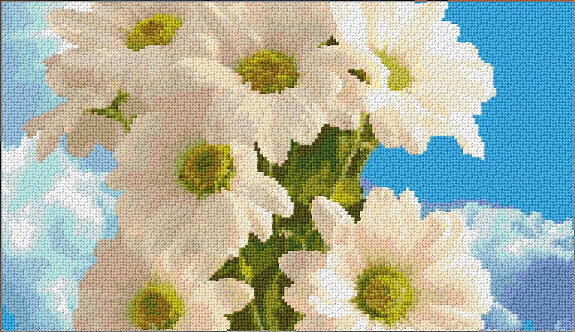 White Chrysanths free cross-stitch pattern