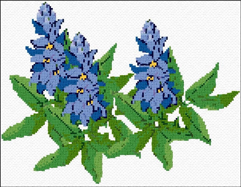 Texas Bluebonnet free cross-stitch pattern